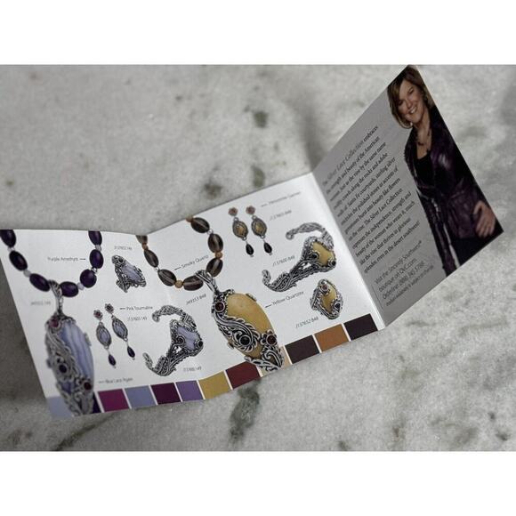 New Carolyn Pollack Sterling Silver Blue Lace Agate & Amethyst Cuff Bracelet - Picture 12 of 12